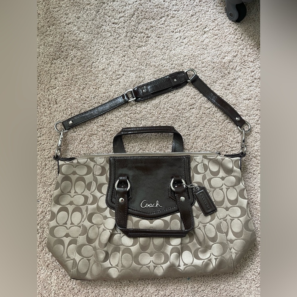 coach brown satchel tote crossbody shoulder bag